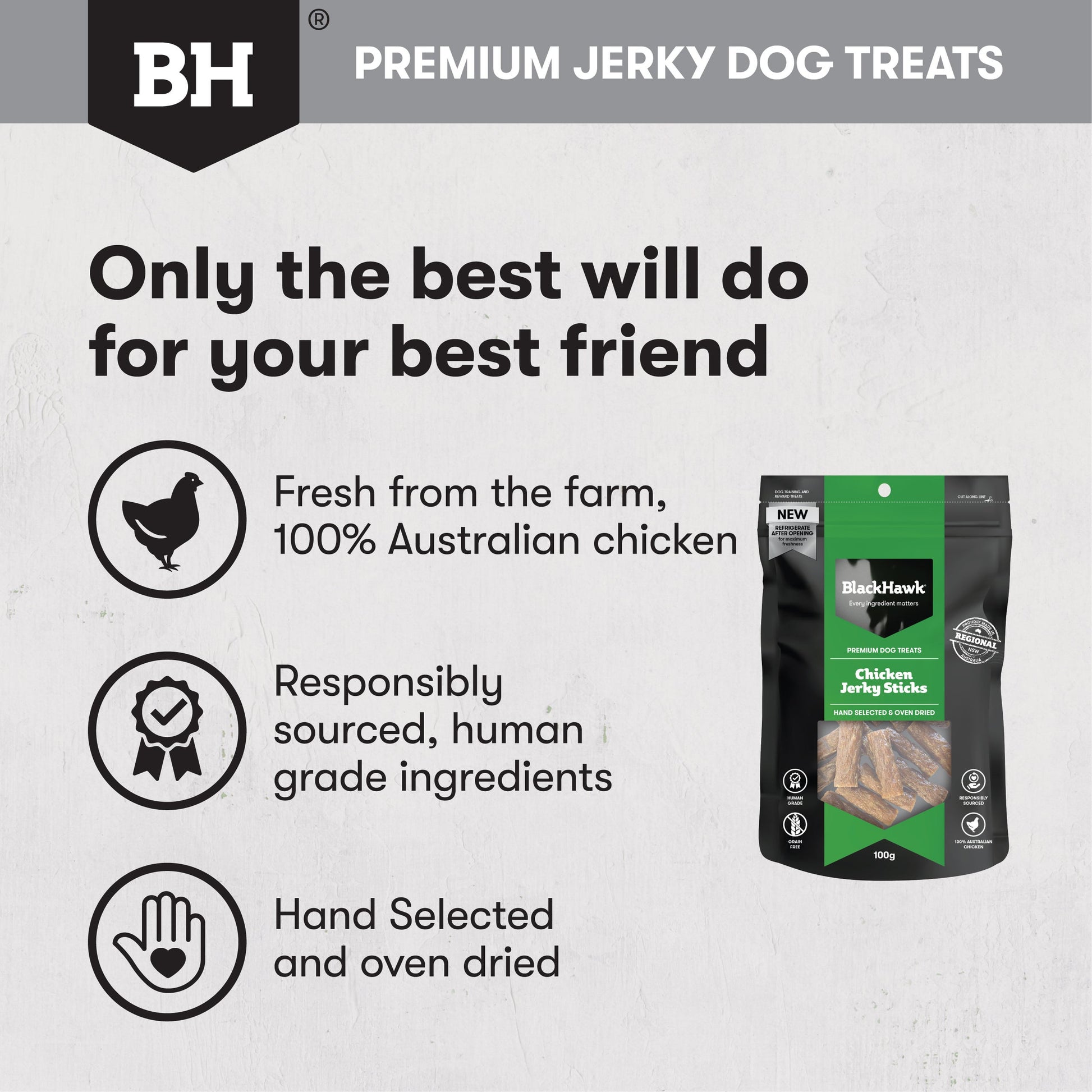 Black Hawk Chicken Jerky Sticks 100g - Doubtless Bay Pet Resort 