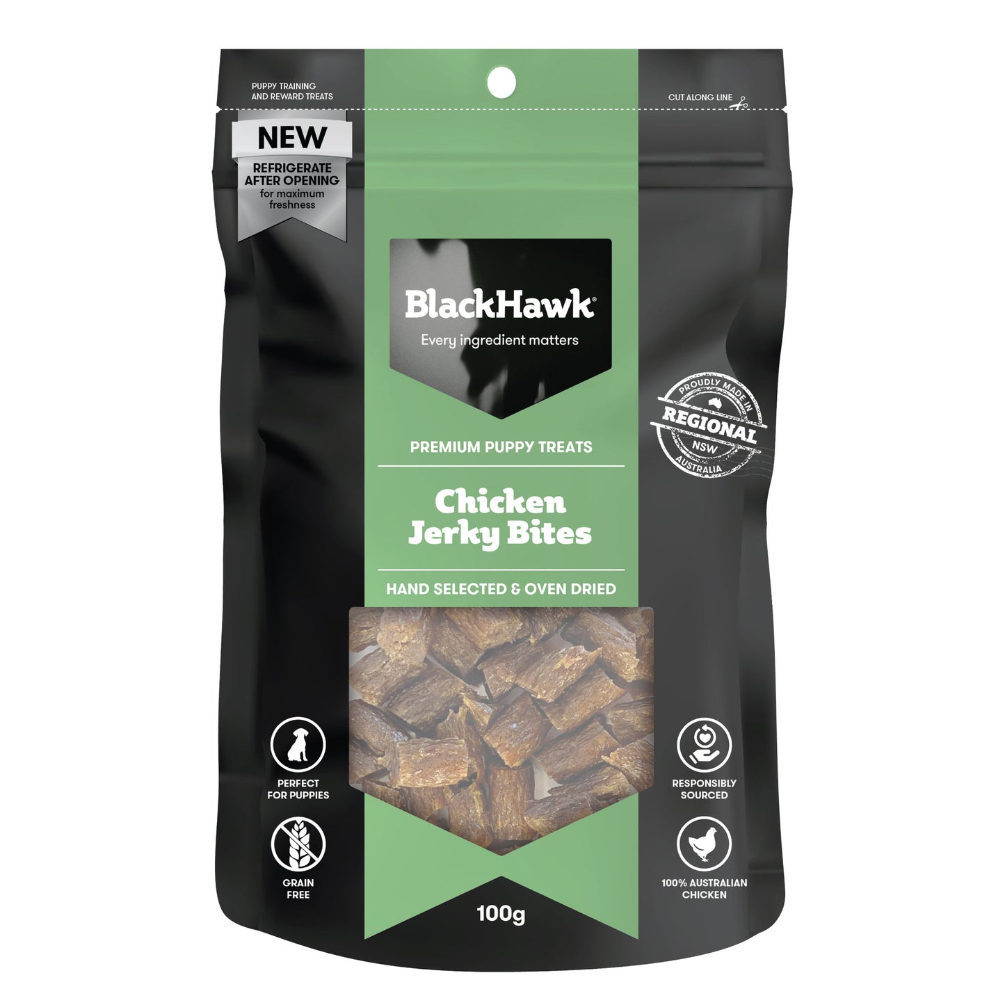 Black Hawk Chicken Jerky Bites 100g - Doubtless Bay Pet Resort 