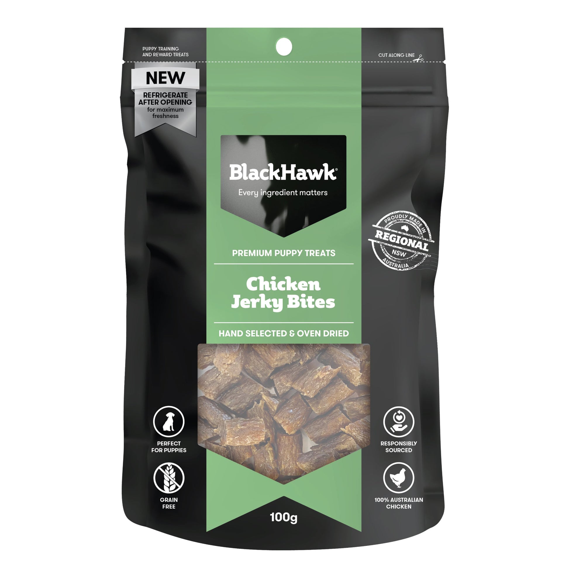 Black Hawk Chicken Jerky Bites 100g - Doubtless Bay Pet Resort 