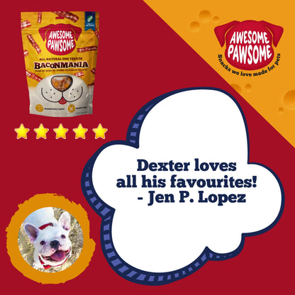 Awesome Pawsome Baconmania Dog Treats, 85g - Doubtless Bay Pet Resort 