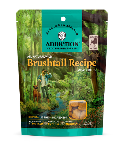 Addiction Wild Brushtail Meaty Bites, Sensitive Care, Novel Protein Dog Treats, 113g - Doubtless Bay Pet Resort 