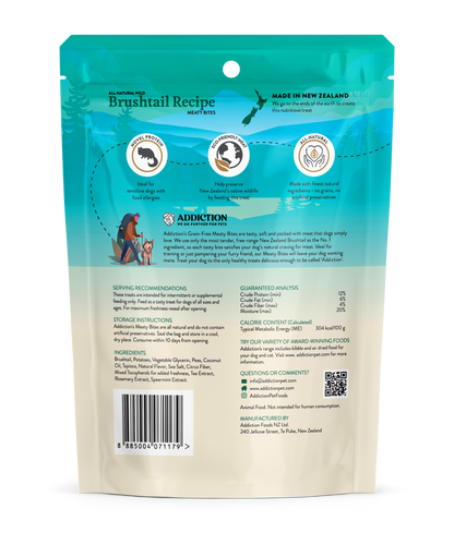 Addiction Wild Brushtail Meaty Bites, Sensitive Care, Novel Protein Dog Treats, 113g - Doubtless Bay Pet Resort 