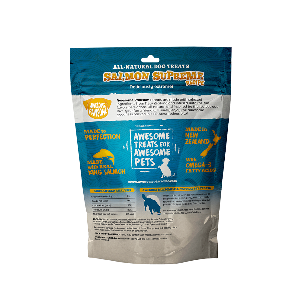 Awesome Pawsome Salmon Supreme Recipe Dog Treats, 85g - Doubtless Bay Pet Resort 