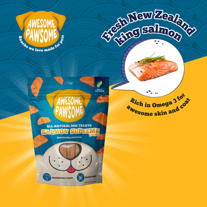 Awesome Pawsome Salmon Supreme Recipe Dog Treats, 85g - Doubtless Bay Pet Resort 