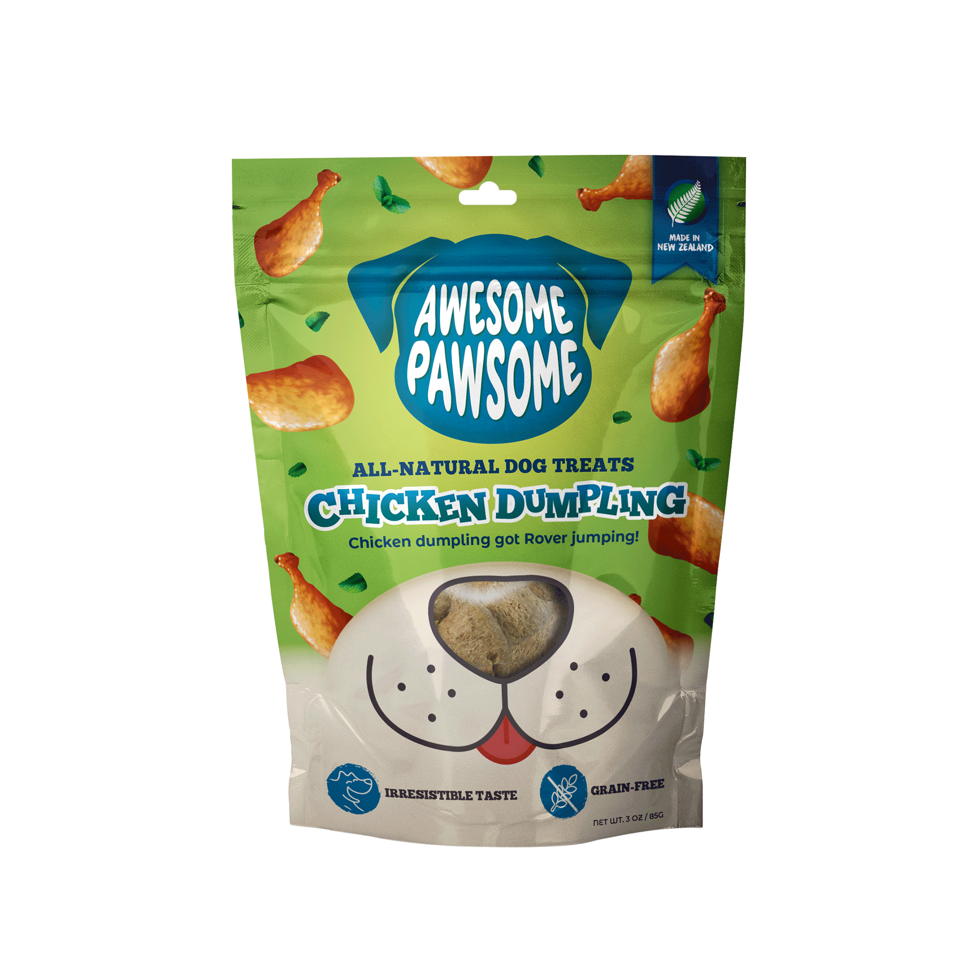 Awesome Pawsome Chicken Dumpling Dog Treats, 85g - Doubtless Bay Pet Resort 