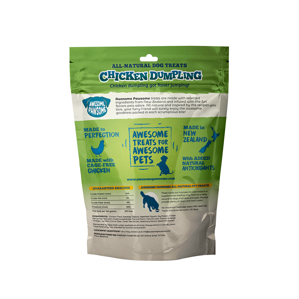 Awesome Pawsome Chicken Dumpling Dog Treats, 85g - Doubtless Bay Pet Resort 