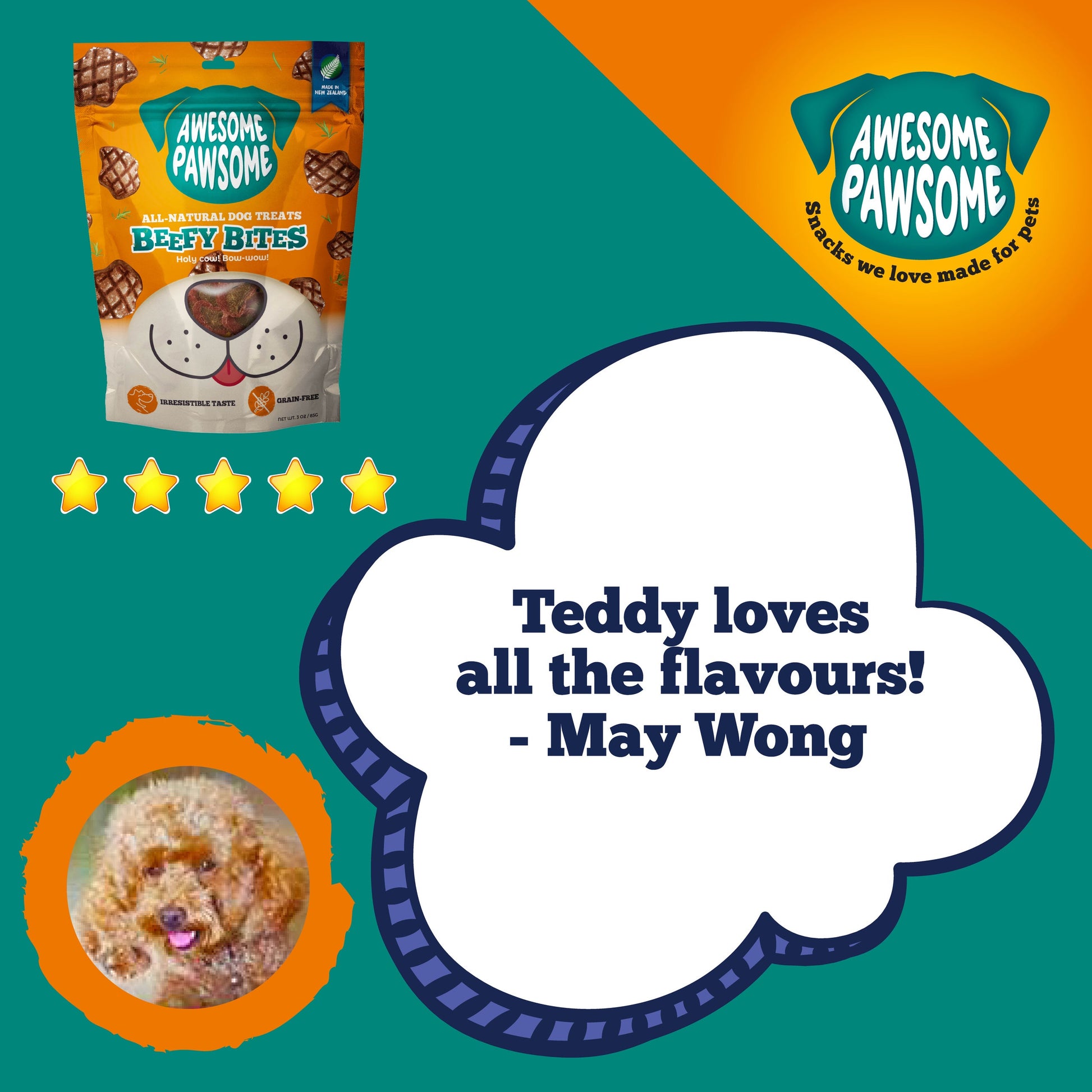 Awesome Pawsome Beefy Bites - Dog Treats, 85g - Doubtless Bay Pet Resort 