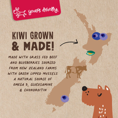 Yours Droolly - Kiwi Grown Beef with Blueberry - NZ Made, 220g - Doubtless Bay Pet Resort 