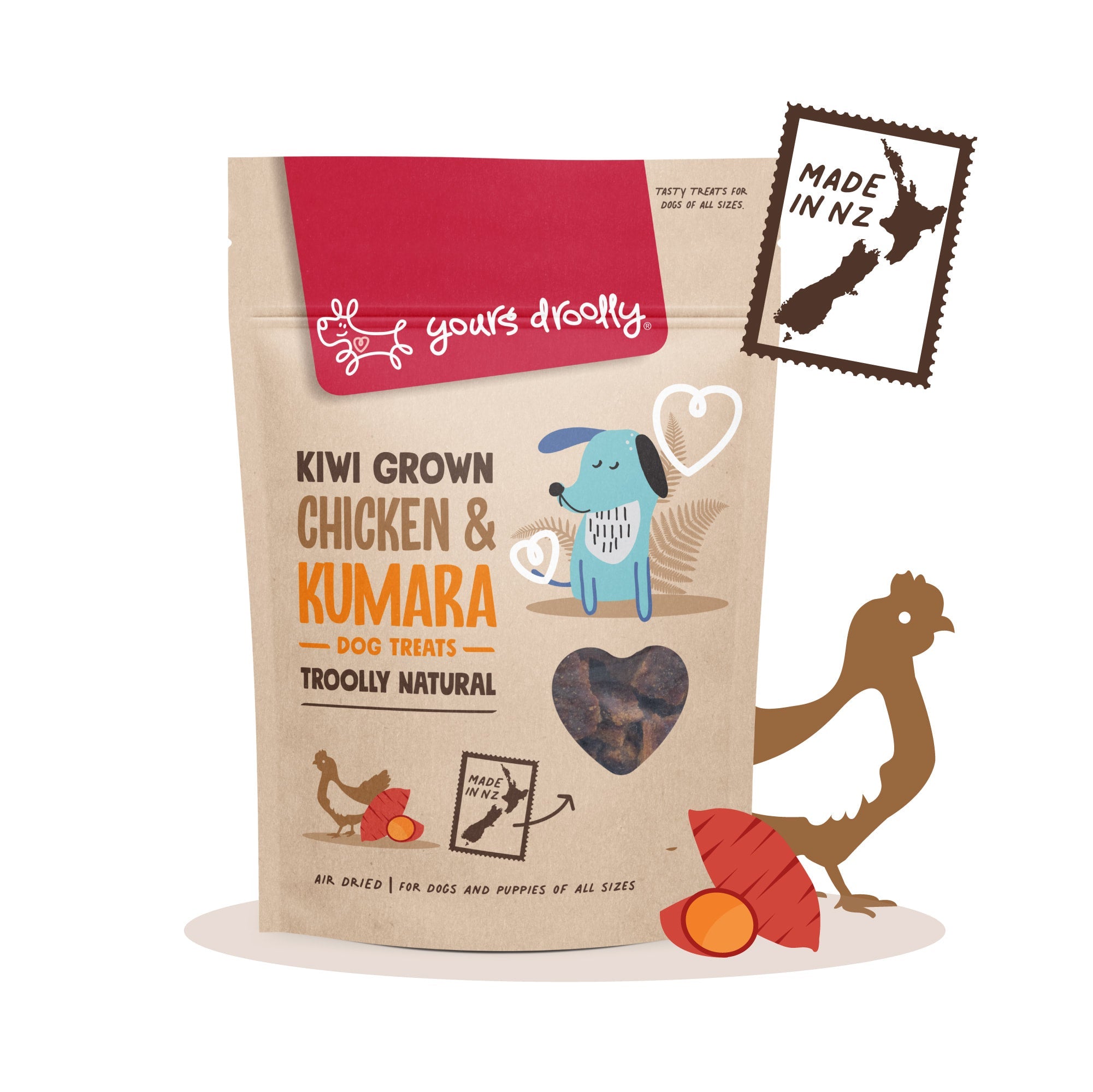 Yours Droolly - Kiwi Grown Chicken & Kumara - NZ Made, 220g - Doubtless Bay Pet Resort 