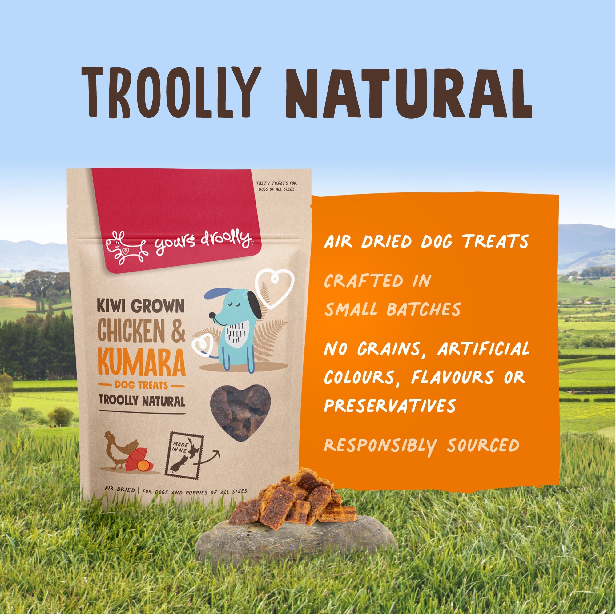 Yours Droolly - Kiwi Grown Chicken & Kumara - NZ Made, 220g - Doubtless Bay Pet Resort 