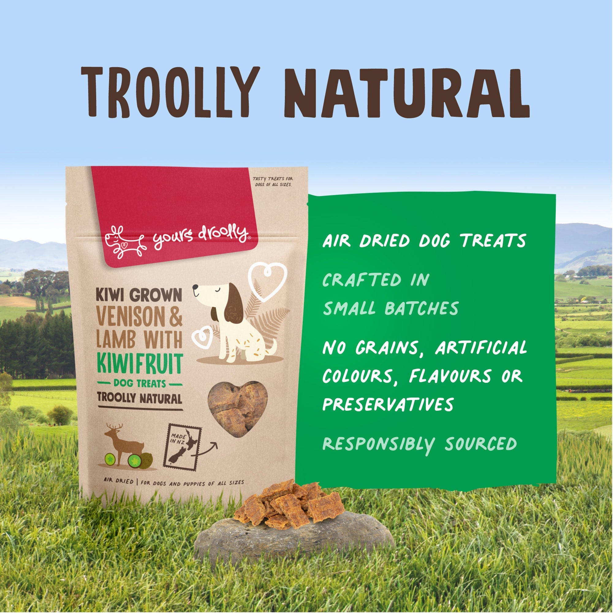 Yours Droolly - Kiwi Grown Venison & Lamb With Kiwifruit - NZ Made, 200g - Doubtless Bay Pet Resort 