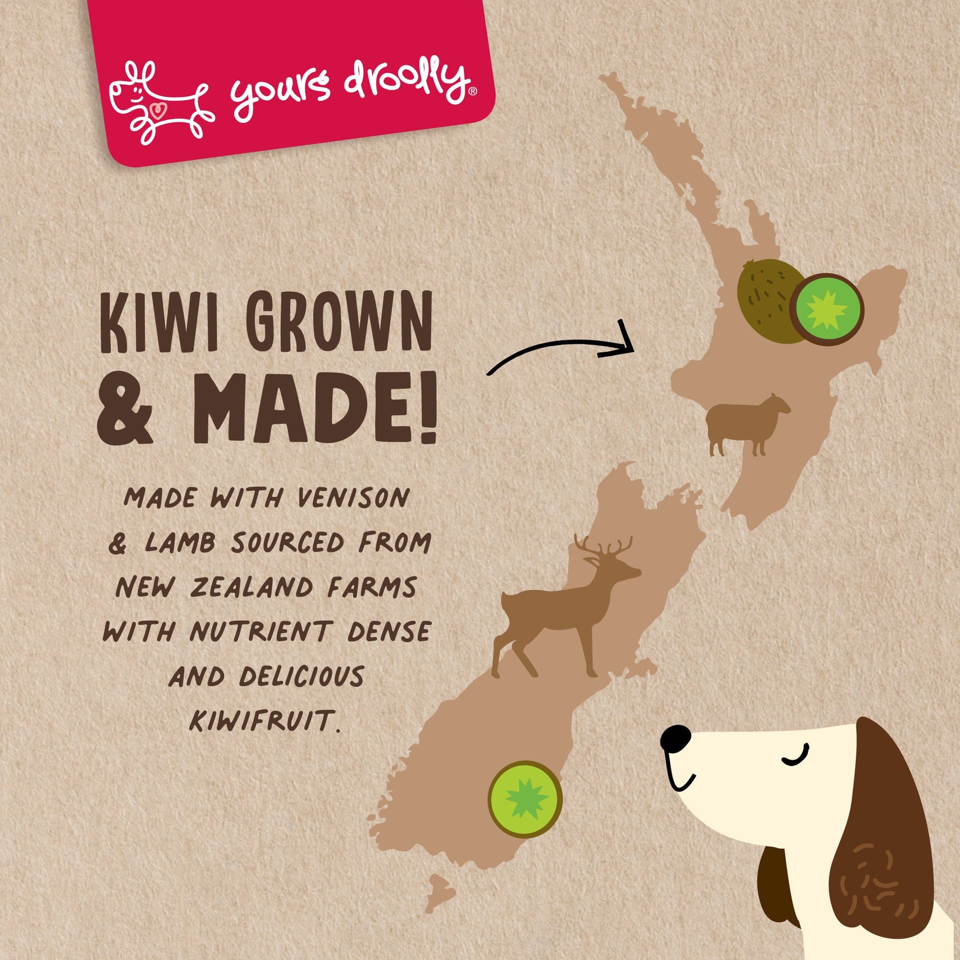 Yours Droolly - Kiwi Grown Venison & Lamb With Kiwifruit - NZ Made, 200g - Doubtless Bay Pet Resort 