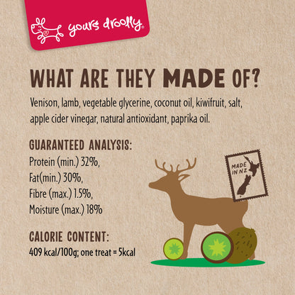 Yours Droolly - Kiwi Grown Venison & Lamb With Kiwifruit - NZ Made, 200g - Doubtless Bay Pet Resort 
