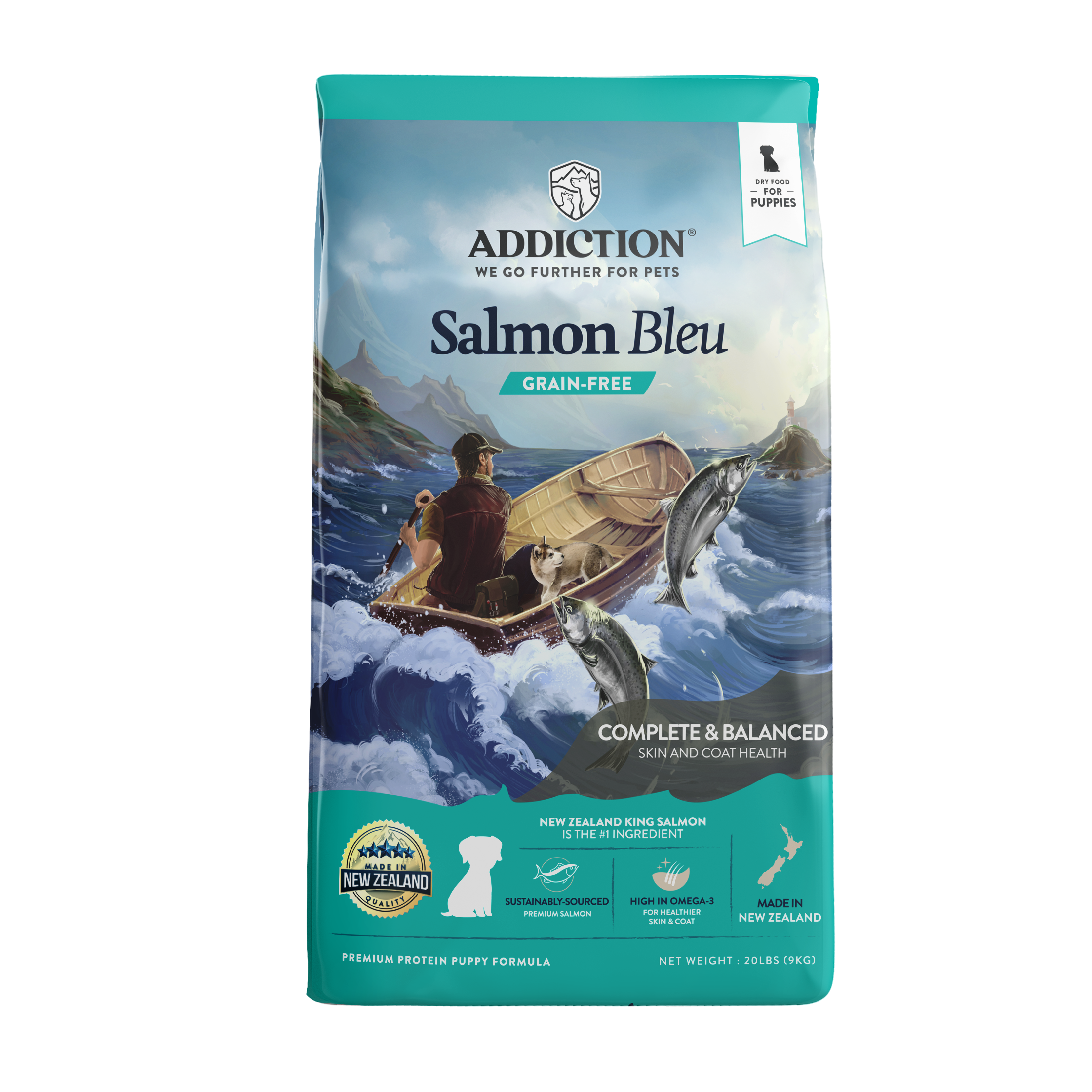 Addiction Salmon Bleu Puppy, Complete & Balanced, Skin & Coat Dry Puppy Food - Doubtless Bay Pet Resort 