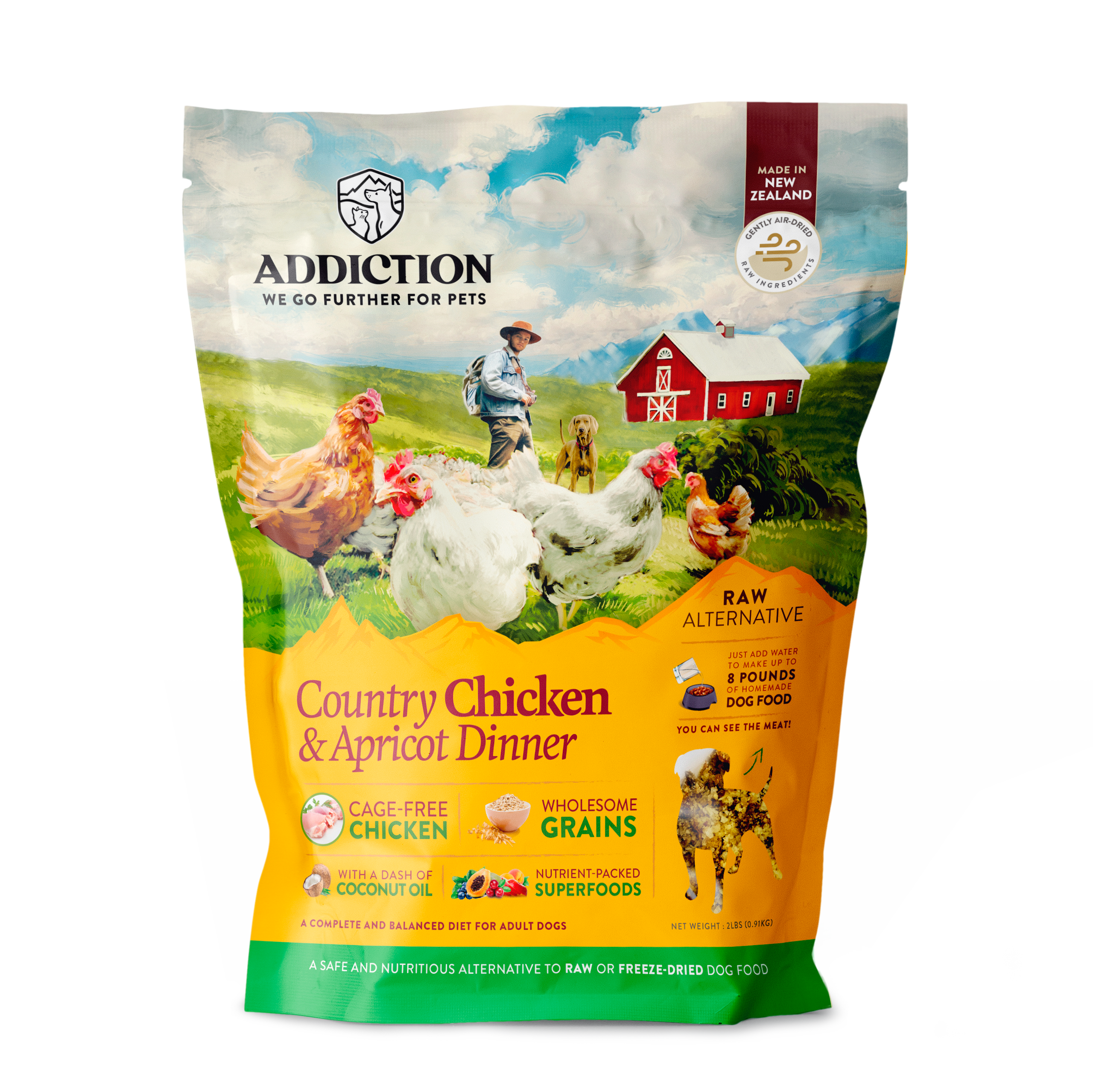 Addiction Country Chicken & Apricot Dinner - New Zealand Chicken - Doubtless Bay Pet Resort 
