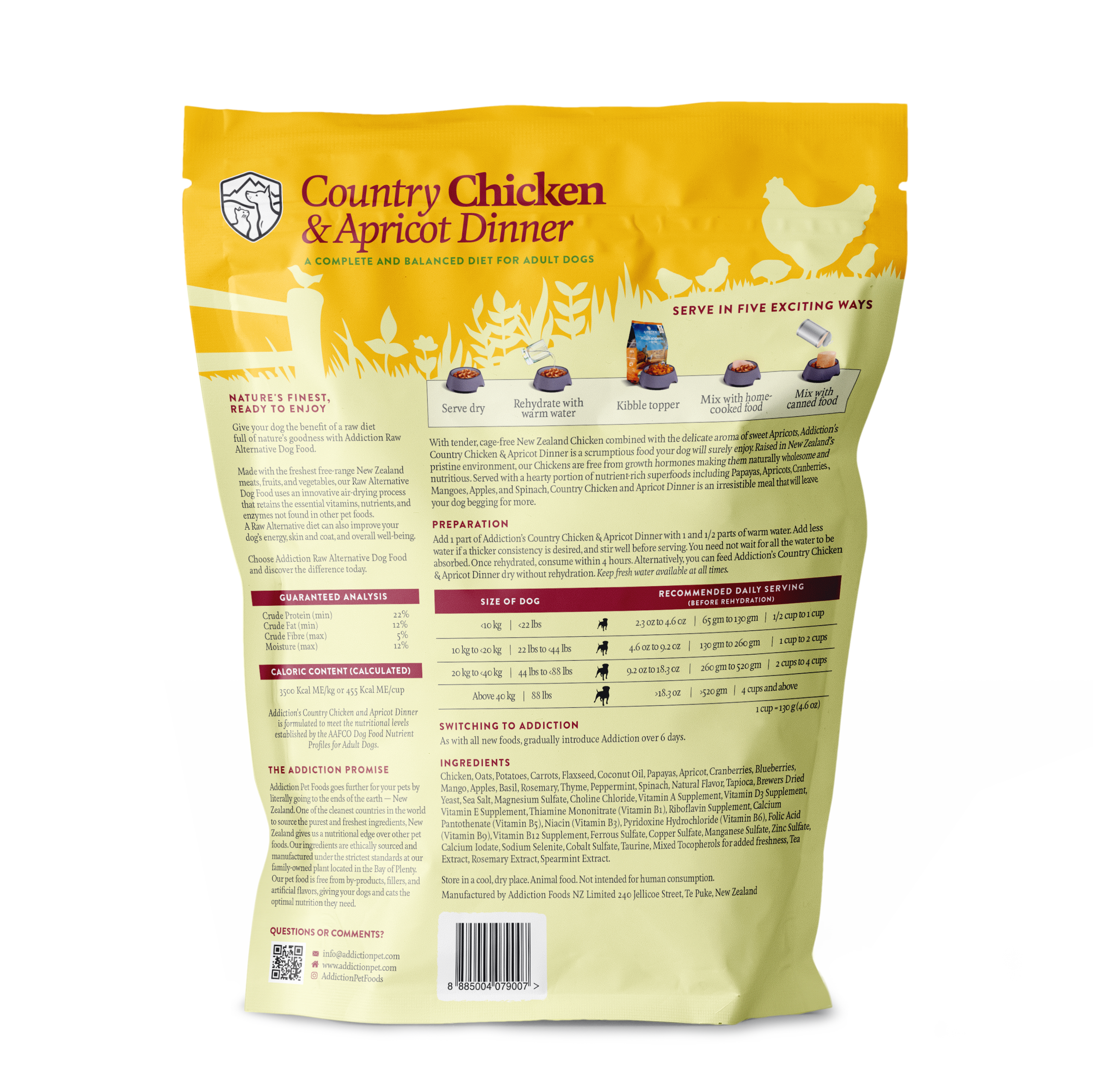 Addiction Country Chicken & Apricot Dinner - New Zealand Chicken - Doubtless Bay Pet Resort 