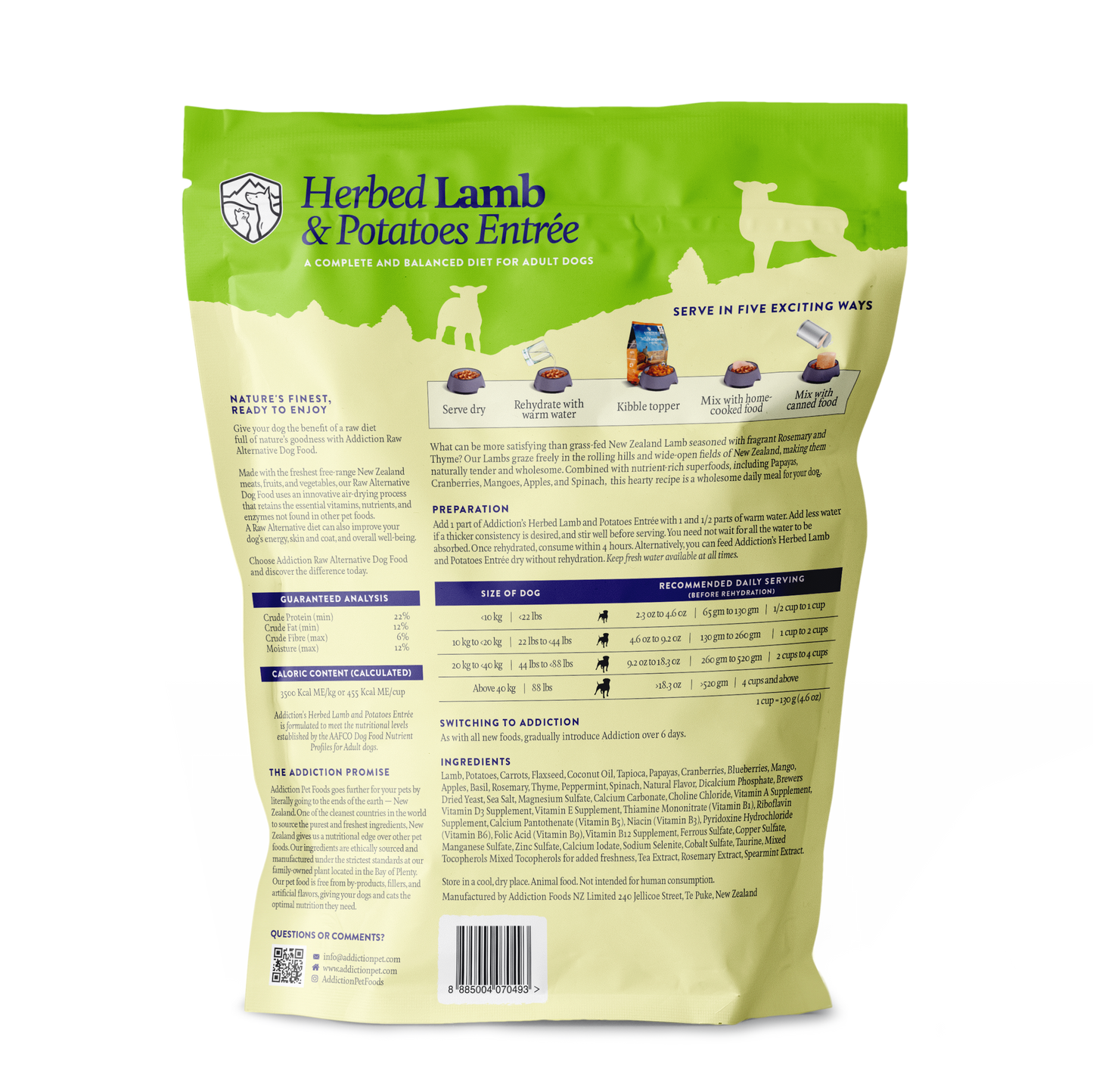 Addiction Herbed Lamb & Potatoes - New Zealand Lamb - Doubtless Bay Pet Resort 