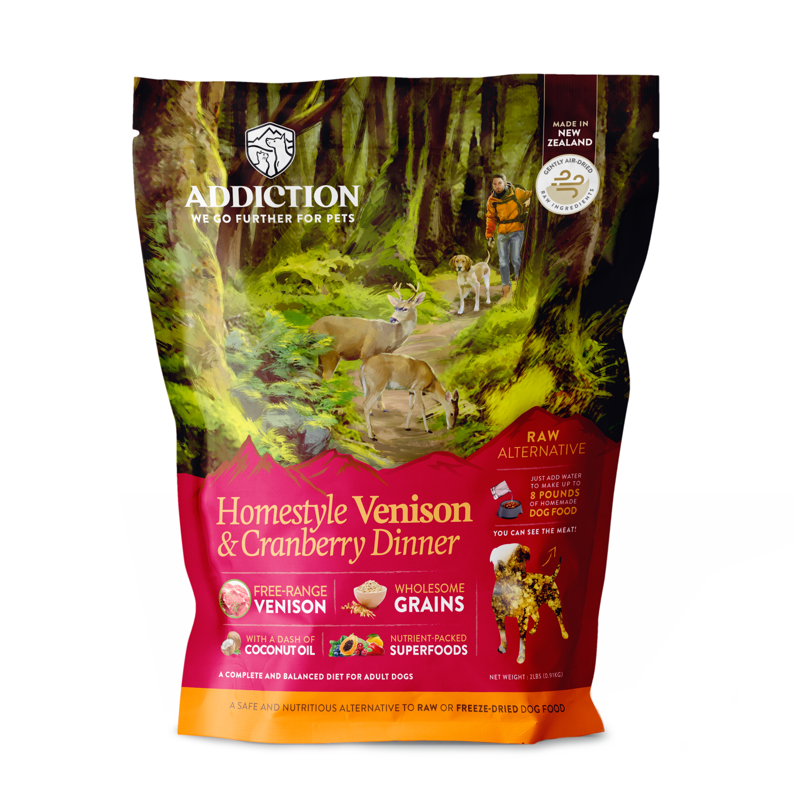 Addiction Homestyle Venison & Cranberry Dinner - Doubtless Bay Pet Resort 
