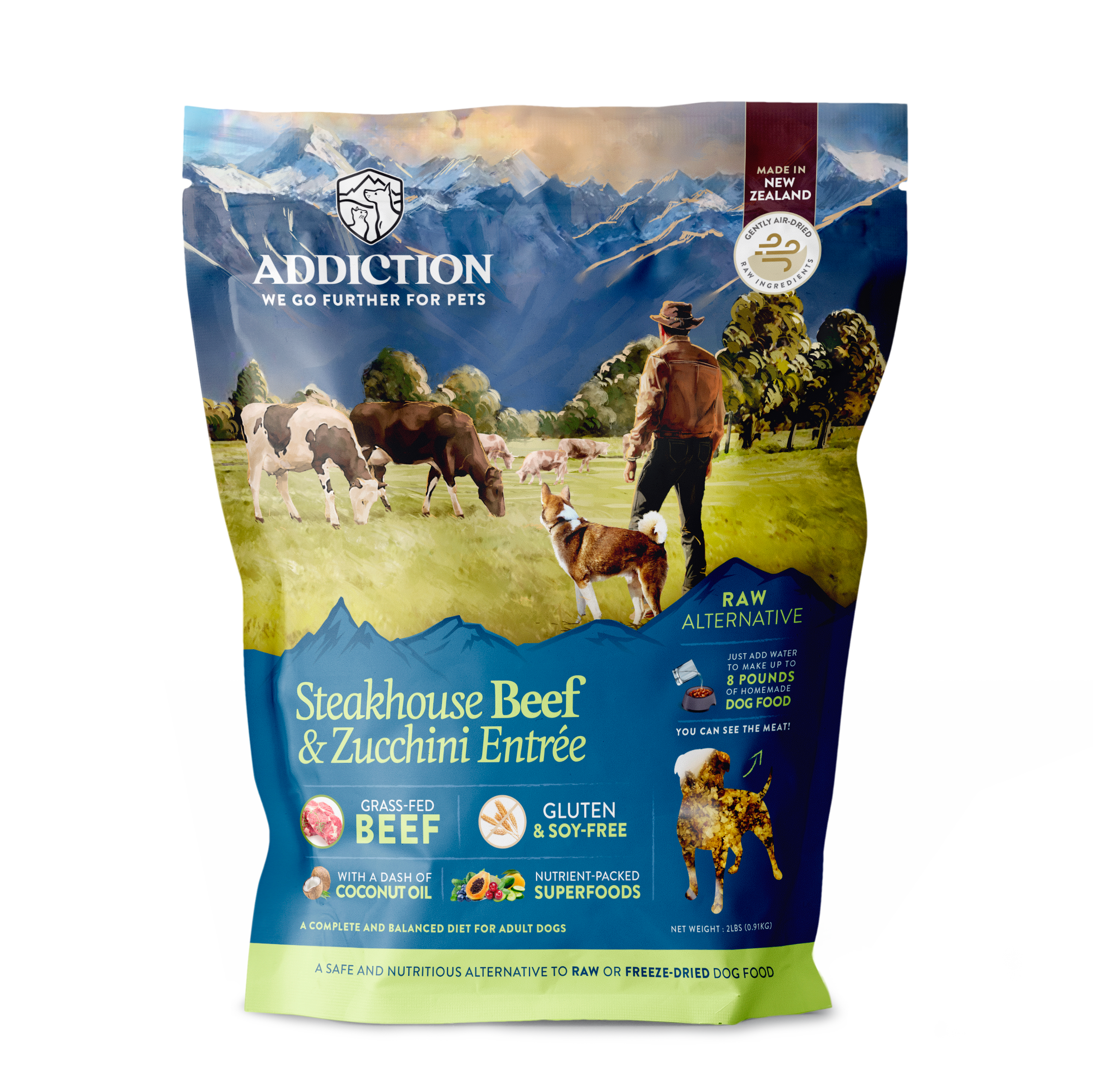 Addiction Steakhouse Beef & Zucchini Entrée - New Zealand Beef - Doubtless Bay Pet Resort 